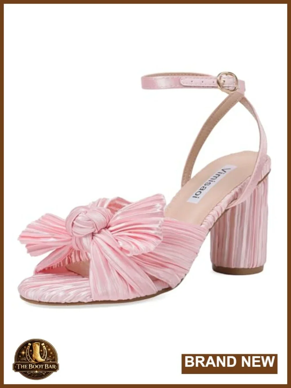Open Toe Block Heel Sandals with Bow Ankle Strap for Women